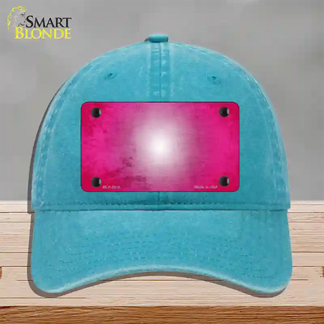 Pink White Fade Scratched Novelty License Plate Hat Unconstructed Cotton / Lake Blue