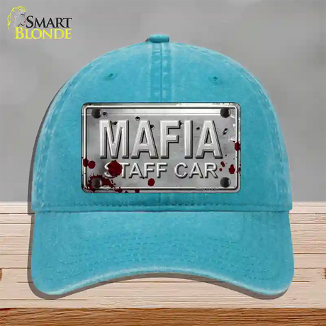 Mafia Staff Car Novelty License Plate Hat Unconstructed Cotton / Lake Blue