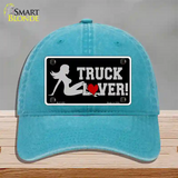 Truck Lover Girl Novelty License Plate Hat Unconstructed Cotton / Lake Blue