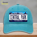 Central Park New York Novelty License Plate Hat Unconstructed Cotton / Lake Blue