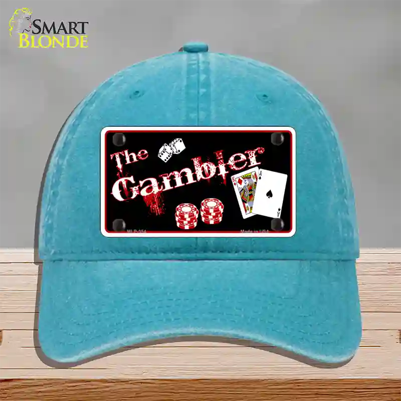 Gambler Novelty License Plate Hat Unconstructed Cotton / Lake Blue