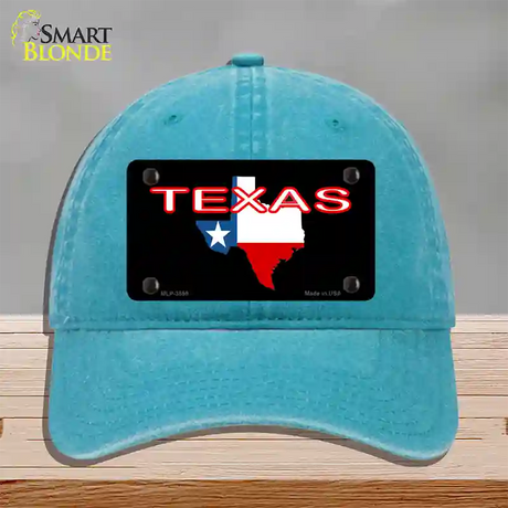 Texas Filled State Flag Novelty License Plate Hat Unconstructed Cotton / Lake Blue