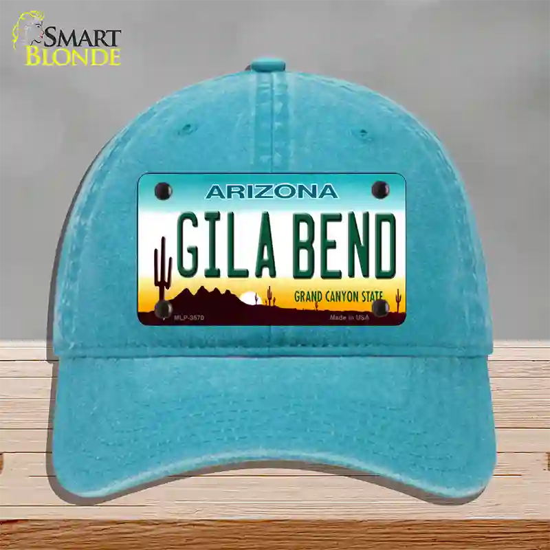 Gila Bend Arizona Novelty License Plate Hat Unconstructed Cotton / Lake Blue