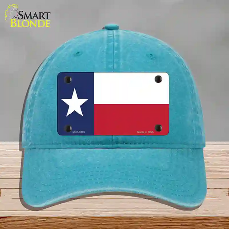 Texas State Flag Novelty License Plate Hat Unconstructed Cotton / Lake Blue