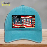 Massachusetts USA Novelty License Plate Hat Unconstructed Cotton / Lake Blue