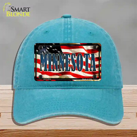 Minnesota USA Novelty License Plate Hat Unconstructed Cotton / Lake Blue