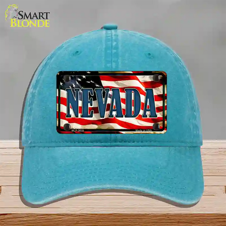 Nevada USA Novelty License Plate Hat Unconstructed Cotton / Lake Blue