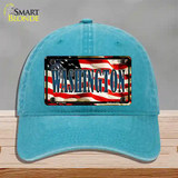 Washington USA Novelty License Plate Hat Unconstructed Cotton / Lake Blue