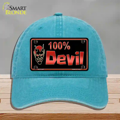 100% Devil Novelty License Plate Hat Unconstructed Cotton / Lake Blue