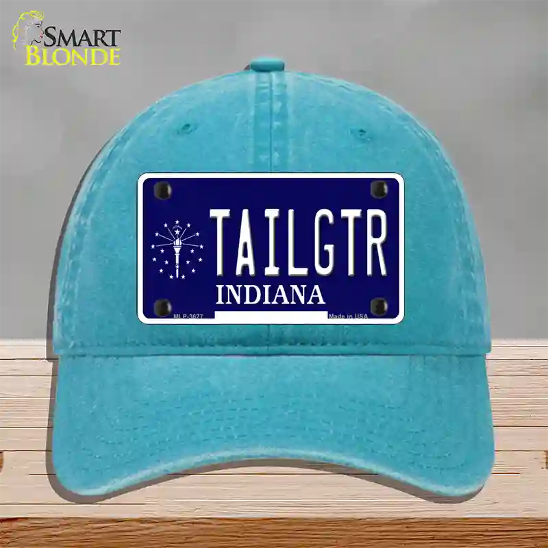 Tailgtr Indiana Novelty License Plate Hat Unconstructed Cotton / Lake Blue