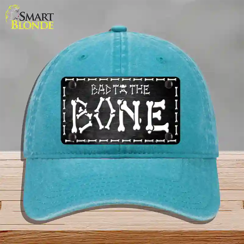 Bad To The Bone Skull Novelty License Plate Hat Unconstructed Cotton / Lake Blue