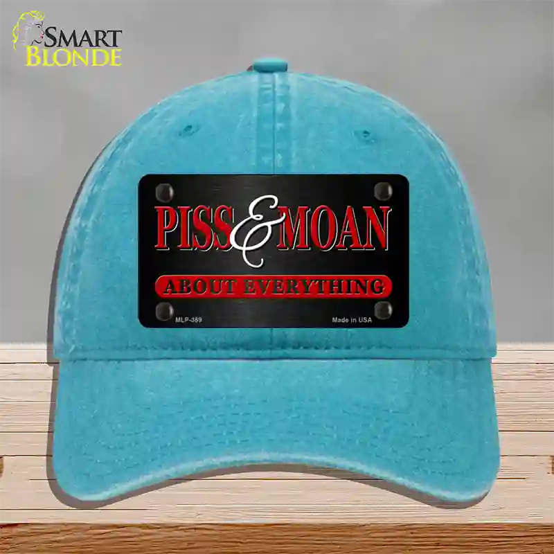 Piss & Moan Novelty License Plate Hat Unconstructed Cotton / Lake Blue