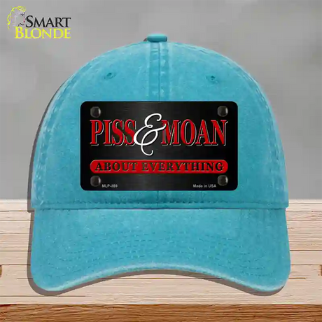 Piss & Moan Novelty License Plate Hat Unconstructed Cotton / Lake Blue