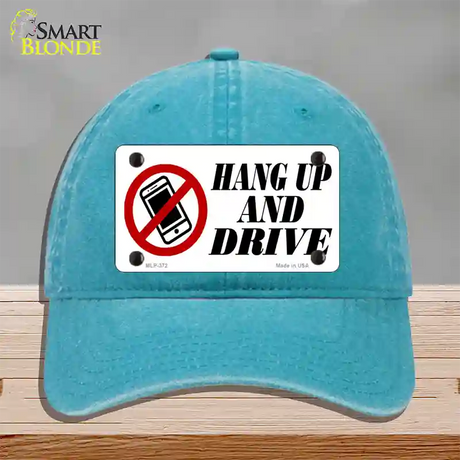 Hang Up And Drive Novelty License Plate Hat Unconstructed Cotton / Lake Blue