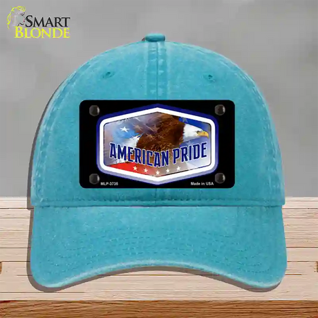 American Pride Novelty License Plate Hat Unconstructed Cotton / Lake Blue