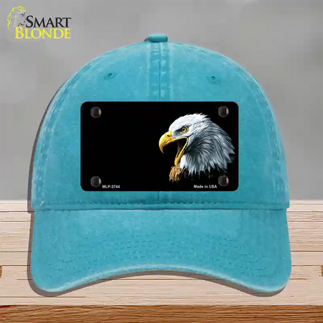 Bald Eagle Offset Novelty License Plate Hat Unconstructed Cotton / Lake Blue