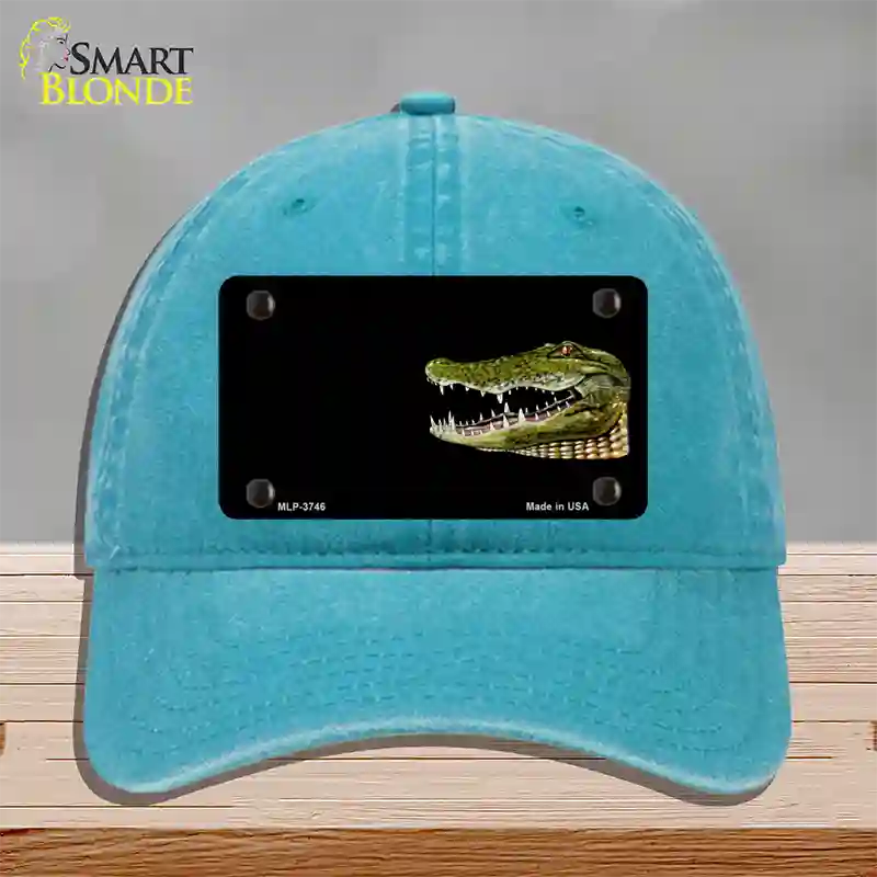 Gator Offset Novelty License Plate Hat Unconstructed Cotton / Lake Blue