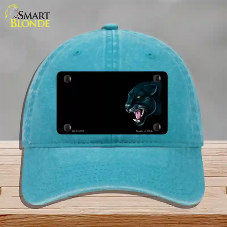 Panther Offset Profile Novelty License Plate Hat Unconstructed Cotton / Lake Blue