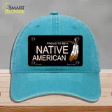 Proud To Be A Native American Novelty License Plate Hat Unconstructed Cotton / Lake Blue