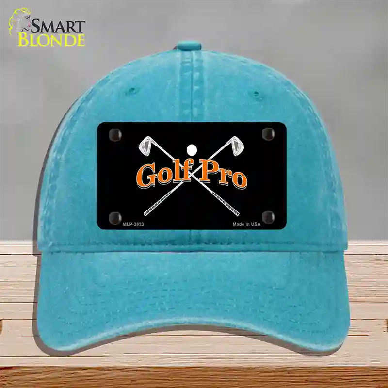 Golf Pro Novelty License Plate Hat Unconstructed Cotton / Lake Blue