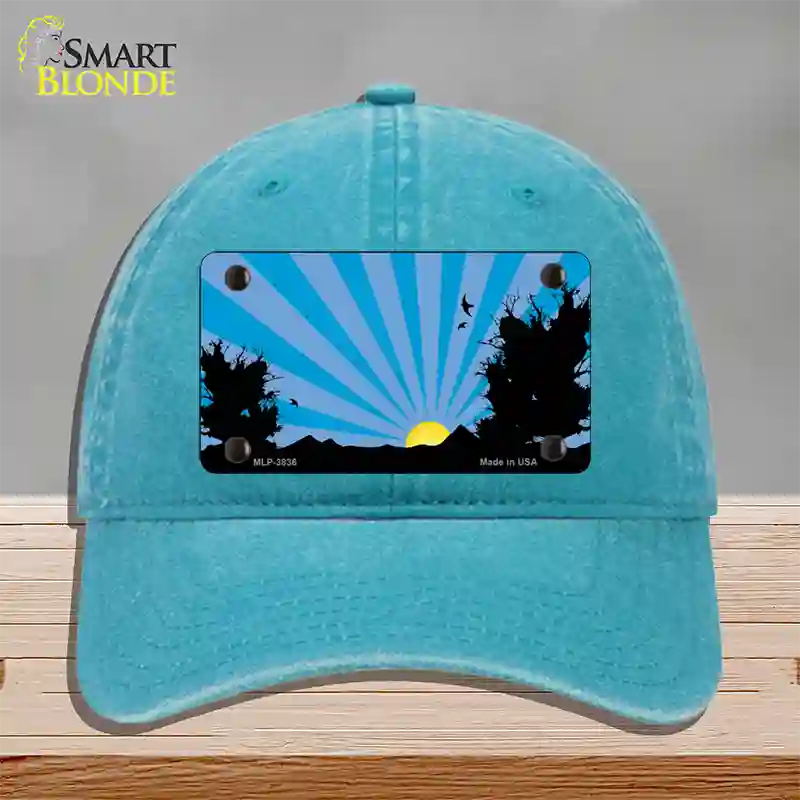 Southwest Blue Sunset Novelty License Plate Hat Unconstructed Cotton / Lake Blue