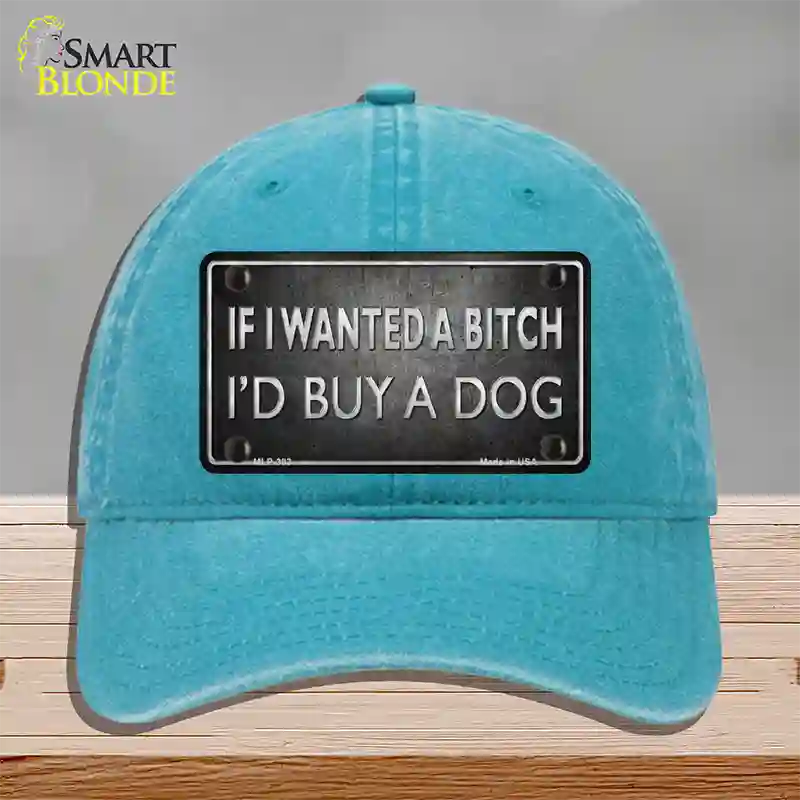 I Would Buy A Dog Novelty License Plate Hat Unconstructed Cotton / Lake Blue