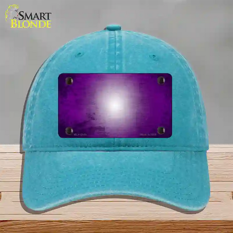 Purple White Fade Scratched Novelty License Plate Hat Unconstructed Cotton / Lake Blue