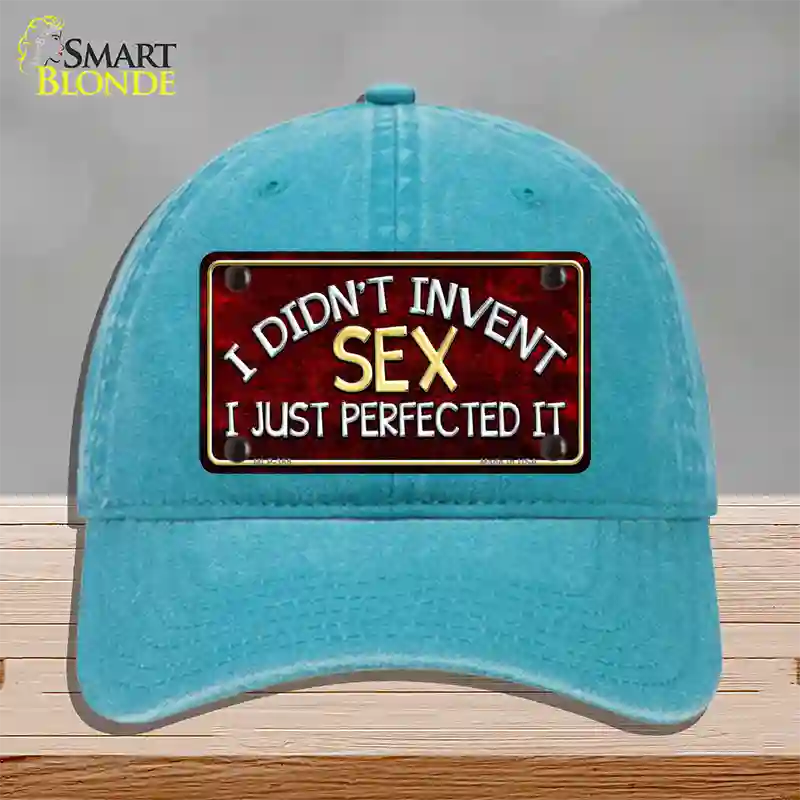 Didnt Invent Sex Novelty License Plate Hat Unconstructed Cotton / Lake Blue