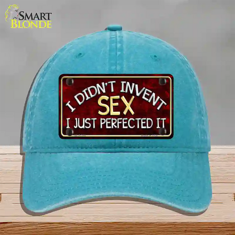 Didnt Invent Sex Novelty License Plate Hat Unconstructed Cotton / Lake Blue