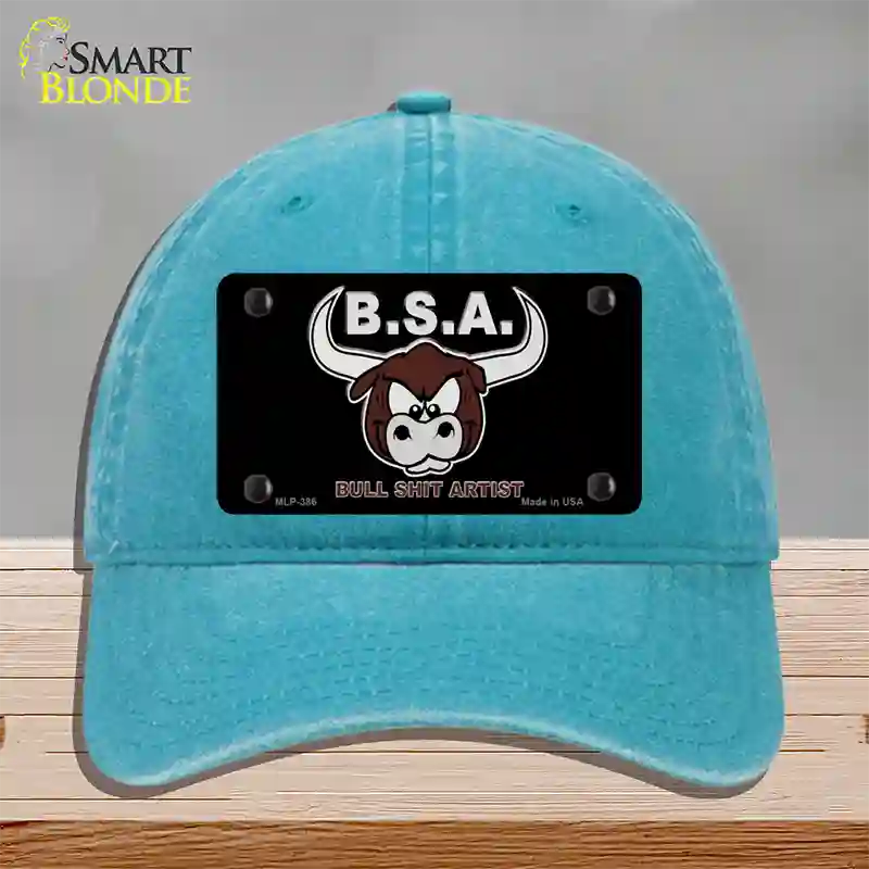 Bull Shit Artist Novelty License Plate Hat Unconstructed Cotton / Lake Blue