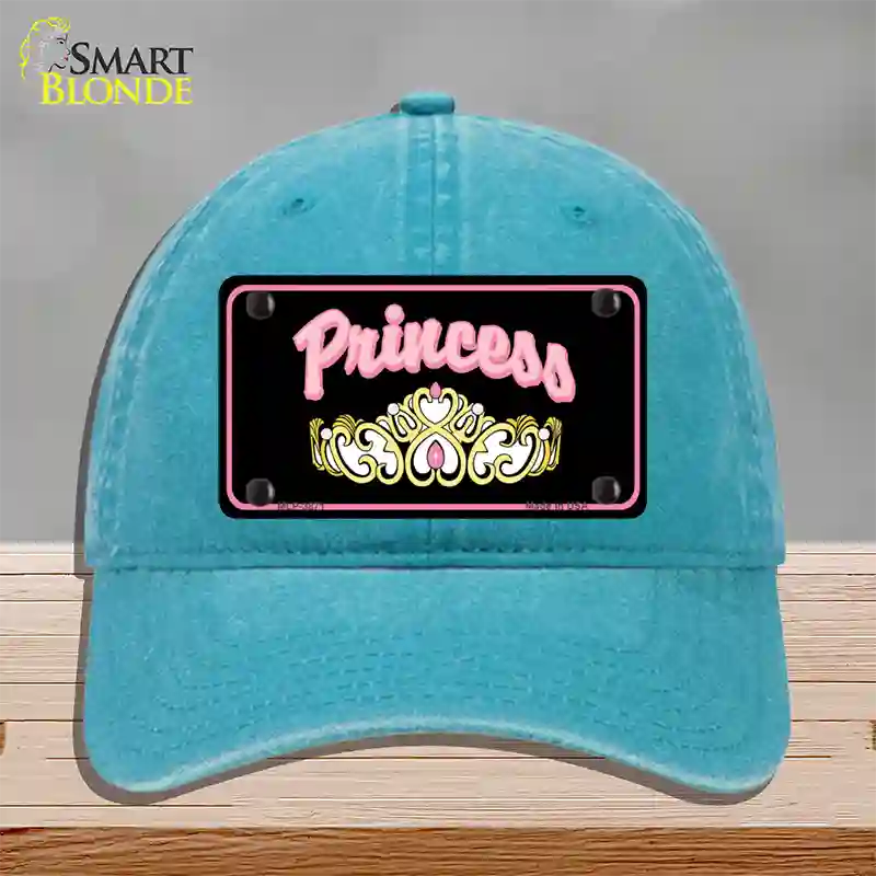 Princess Tiara Novelty License Plate Hat Unconstructed Cotton / Lake Blue