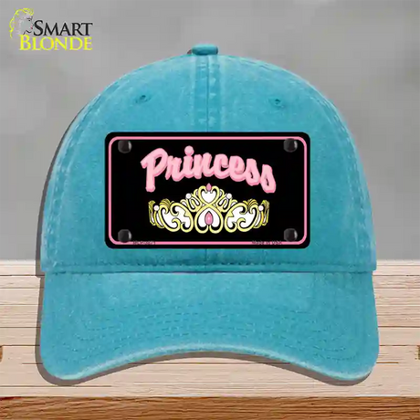 Princess Tiara Novelty License Plate Hat Unconstructed Cotton / Lake Blue