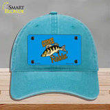 Gone Fishin Novelty License Plate Hat Unconstructed Cotton / Lake Blue