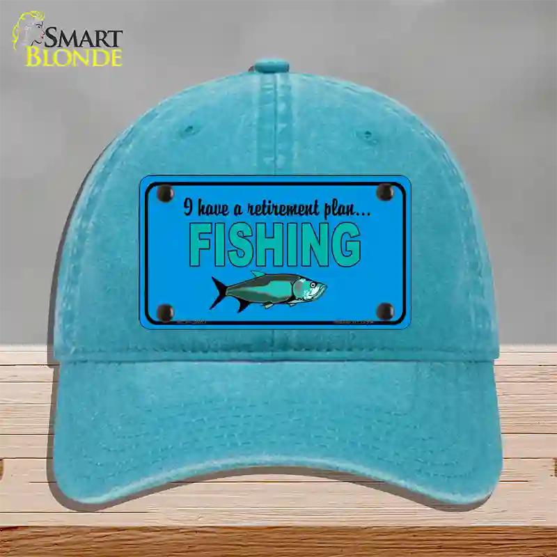 Retirement Plan Fishing Novelty License Plate Hat Unconstructed Cotton / Lake Blue