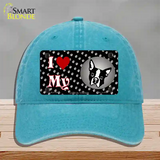 I Love My Boston Terrier Novelty License Plate Hat Unconstructed Cotton / Lake Blue