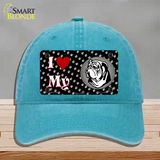 I Love My Bulldog Novelty License Plate Hat Unconstructed Cotton / Lake Blue