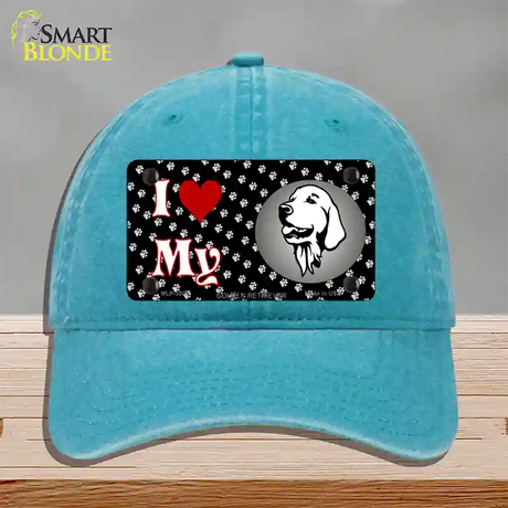 I Love My Golden Retriever Novelty License Plate Hat Unconstructed Cotton / Lake Blue