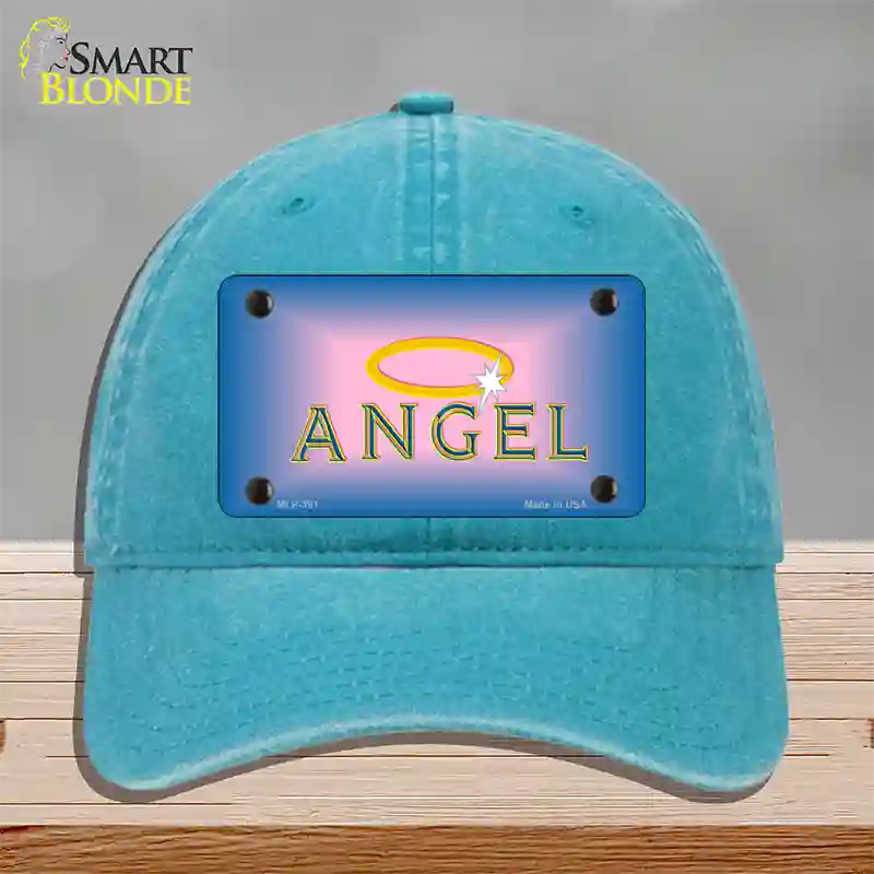 Angel Novelty License Plate Hat Unconstructed Cotton / Lake Blue