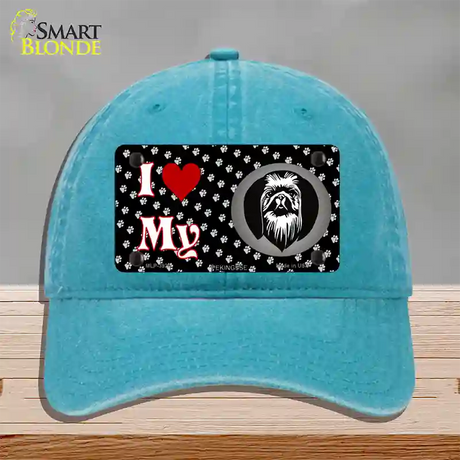 I Love My Pekingese Novelty License Plate Hat Unconstructed Cotton / Lake Blue