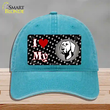 I Love My Weimaraner Novelty License Plate Hat Unconstructed Cotton / Lake Blue