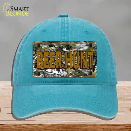 Beer Hunt Novelty License Plate Hat Unconstructed Cotton / Lake Blue