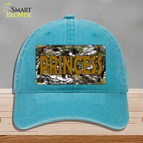 Princess Camouflage Novelty License Plate Hat Unconstructed Cotton / Lake Blue