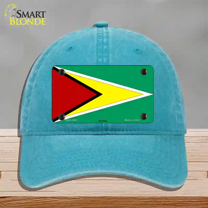 Guyana Flag Novelty License Plate Hat Unconstructed Cotton / Lake Blue