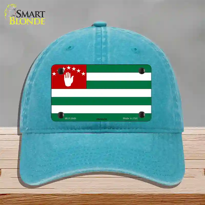 Abkhazia Flag Novelty License Plate Hat Unconstructed Cotton / Lake Blue