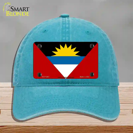 Antigua & Barbuda Flag Novelty License Plate Hat Unconstructed Cotton / Lake Blue