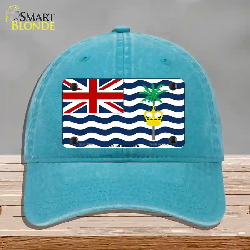 British Indian Ocean Flag Novelty License Plate Hat Unconstructed Cotton / Lake Blue