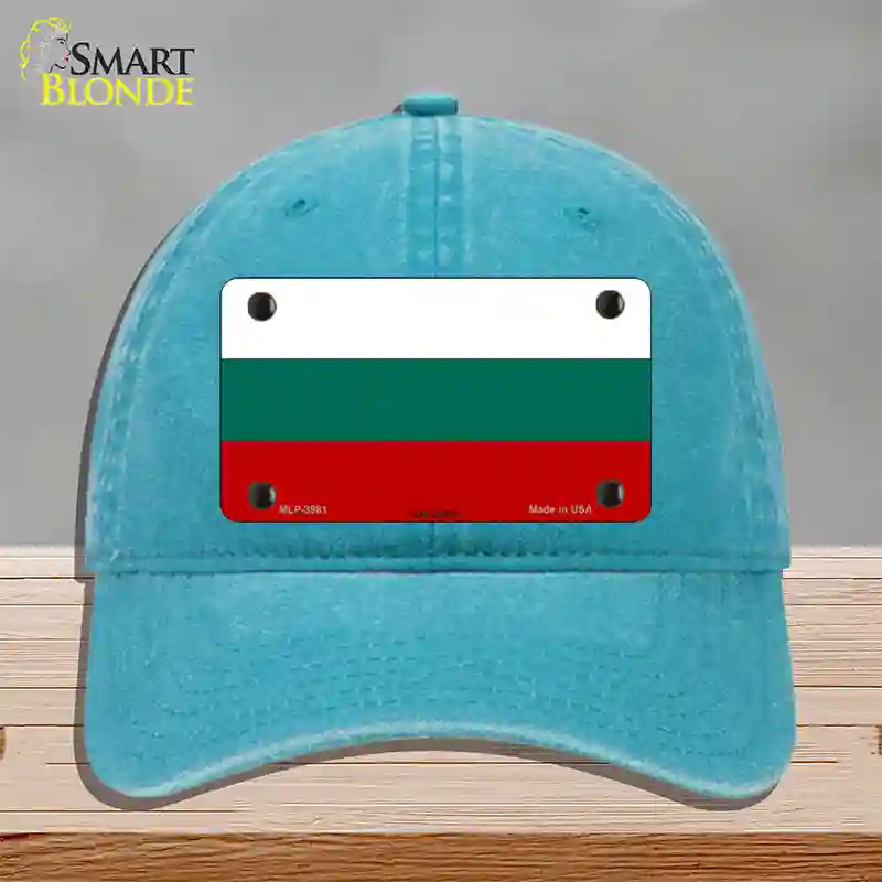 Bulgaria Flag Novelty License Plate Hat Unconstructed Cotton / Lake Blue