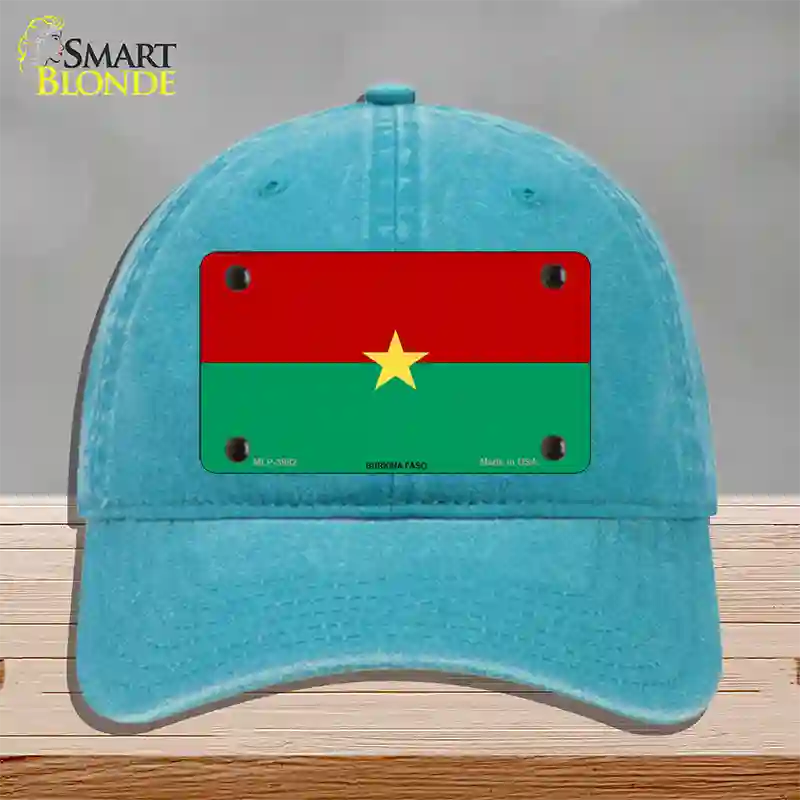 Burkina Faso Flag Novelty License Plate Hat Unconstructed Cotton / Lake Blue