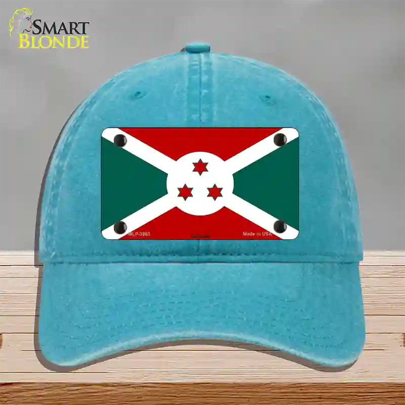 Burundi Flag Novelty License Plate Hat Unconstructed Cotton / Lake Blue