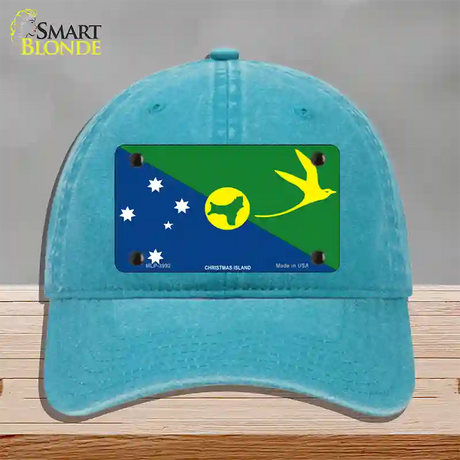 Christmas Island Flag Novelty License Plate Hat Unconstructed Cotton / Lake Blue